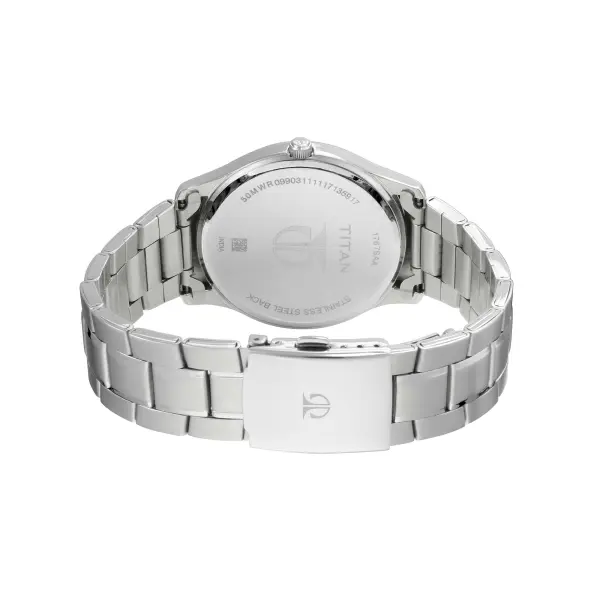 Titan Workwear Black Dial Analog with Day and Date Stainless Steel Strap watch for Men - Image 4