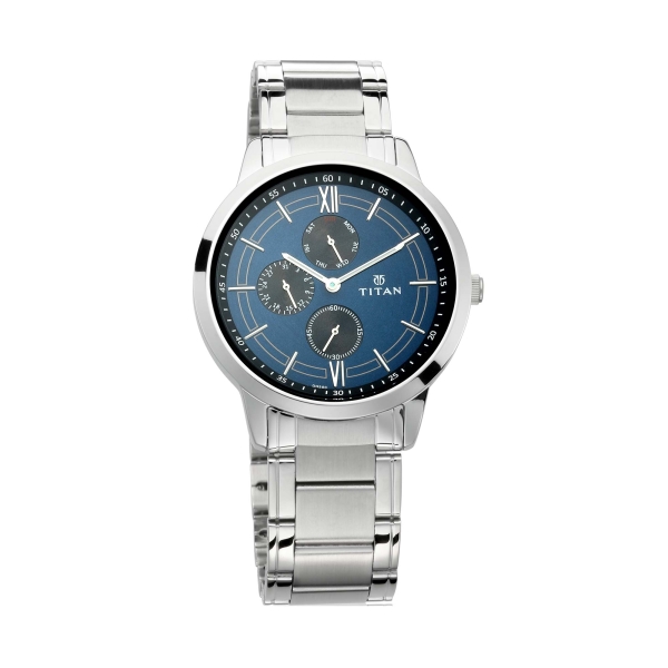 Titan Workwear Blue Dial Multi Stainless Steel Strap watch for Men - Image 2