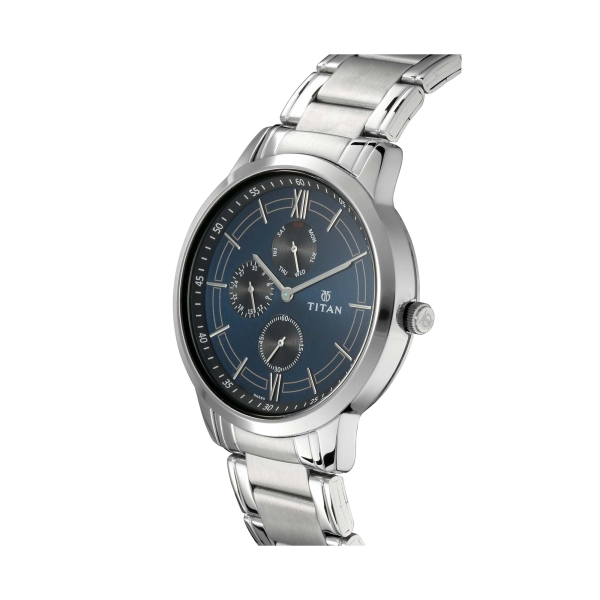 Titan Workwear Blue Dial Multi Stainless Steel Strap watch for Men - Image 3