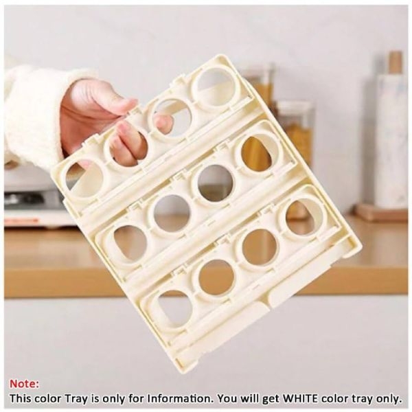 SHOPECOM 3 Layer Plastic Egg Storage Container with 24 Grid Tray for Refrigerator, Easy to Use, White - Image 3