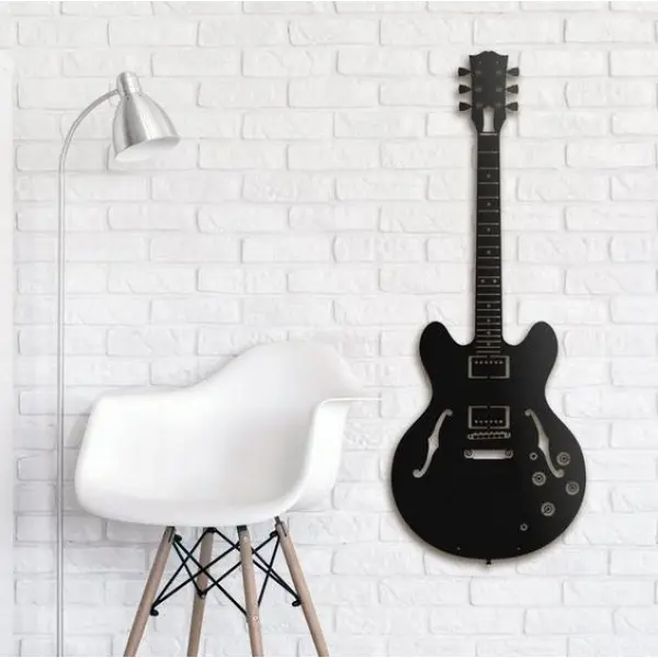 3D Guitar Canvas Wooden Frame Wall Home Decor in Black - Image 2