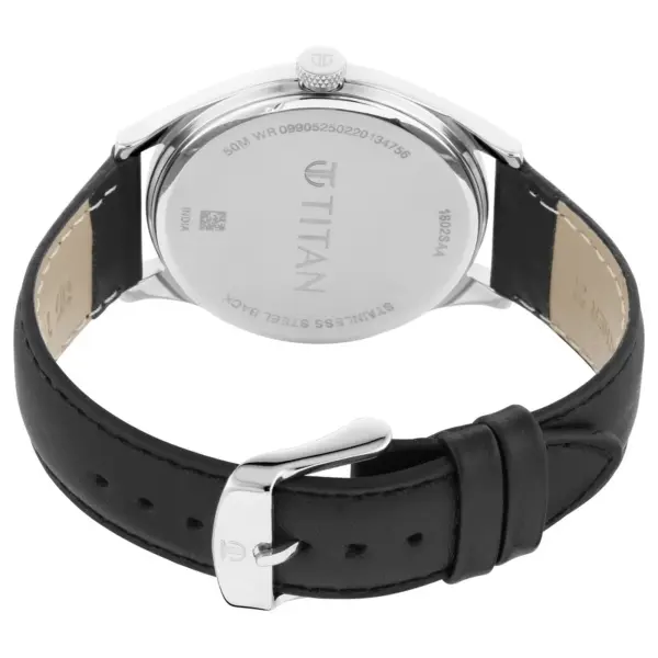 Titan Men's Minimalist Zen Watch: Sleek Leather Strap with Contrast Hands - Image 5