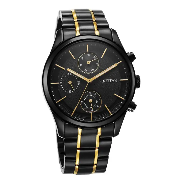Titan Quartz Analog with Day and Date Black Dial Watch for Men - Image 3