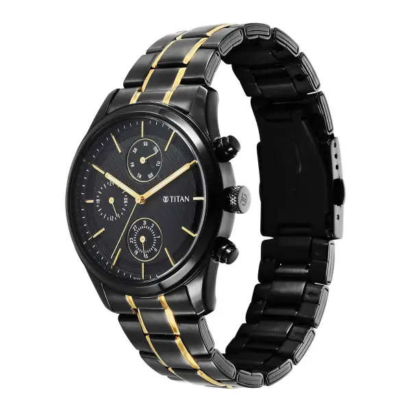 Titan Quartz Analog with Day and Date Black Dial Watch for Men - Image 4