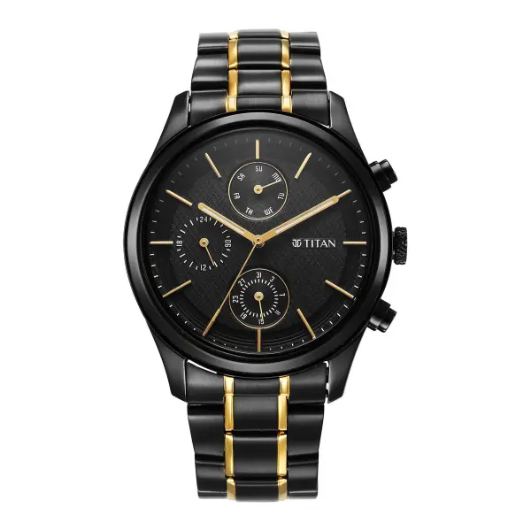 Titan Quartz Analog with Day and Date Black Dial Watch for Men - Image 2
