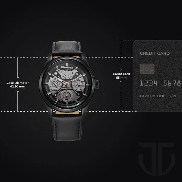 Titan Octane Quartz Multifunction Black Dial With Black Leather Strap Watch For Men - Image 3