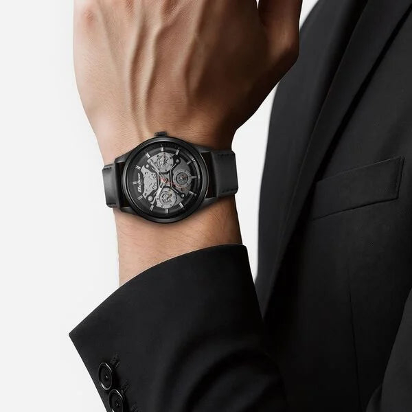Titan Octane Quartz Multifunction Black Dial With Black Leather Strap Watch For Men - Image 5