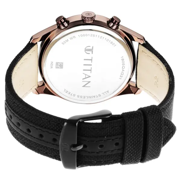 Titan Men's Infinity Chrono watch: Precise Blue Dial, Rose Gold Highlights, Durable Leather Strap - Image 5