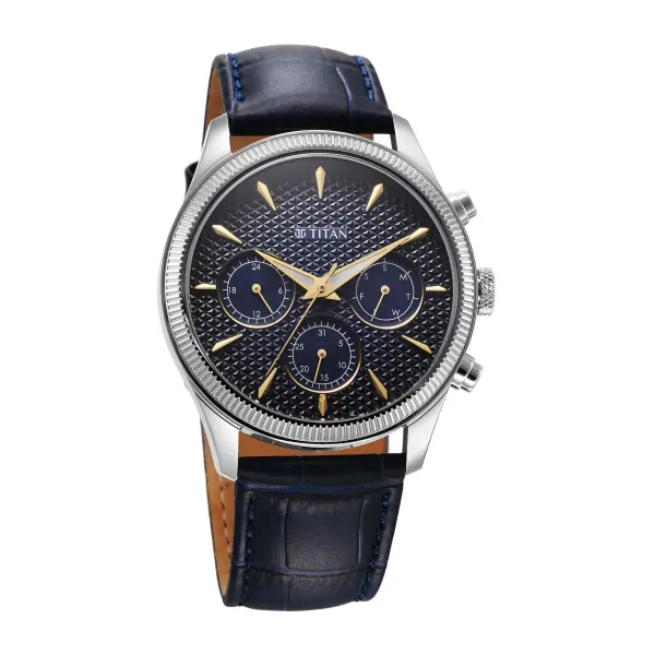 Titan Regalia Opulent Quartz Analog with Day and Date Blue Dial Blue Leather Strap Watch for Men - Image 2