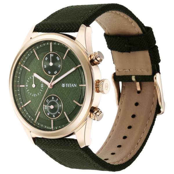 Titan Neo Splash Green Dial Quartz Analog with Date Fabric Strap watch for Men - Image 3
