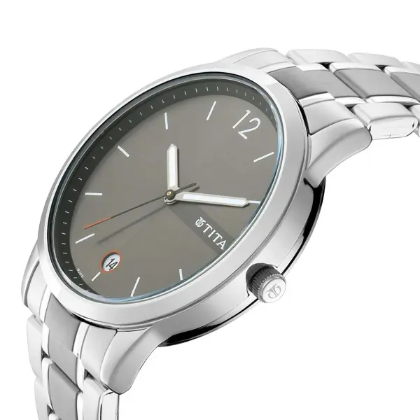 Titan Workwear Anthracite Dial Analog with Date Stainless Steel Strap watch for Men - Image 2