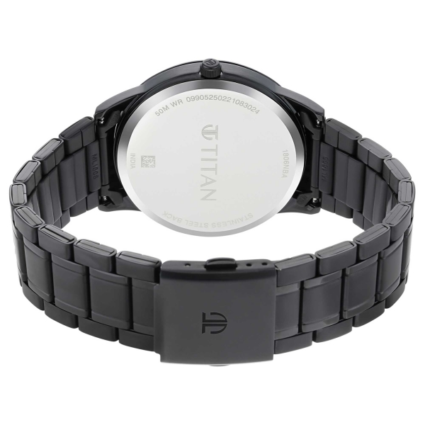 Titan Quartz Analog with Date Black Dial Metal Strap Watch for Men - Image 4