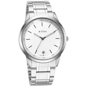 Titan Minimals White Dial Analog Metal Strap watch for Men