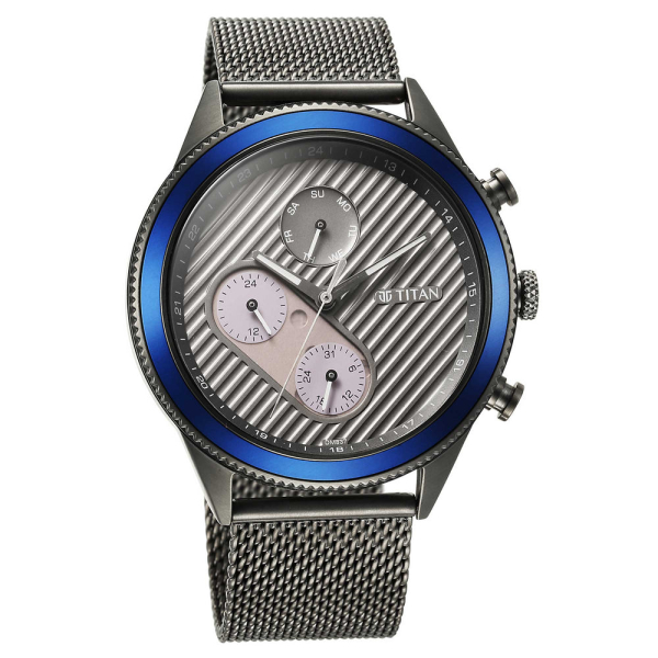Titan Quartz Analog Anthracite Dial Stainless Steel Strap Watch for Men - Image 2