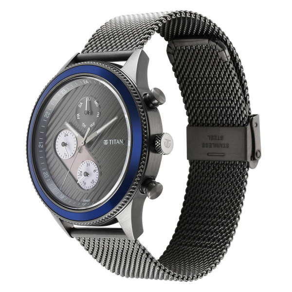 Titan Quartz Analog Anthracite Dial Stainless Steel Strap Watch for Men - Image 3