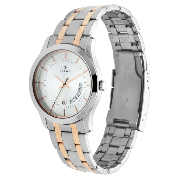 Titan Quartz Analog with Date Silver Dial Stainless Steel Strap Watch for Men - Image 2