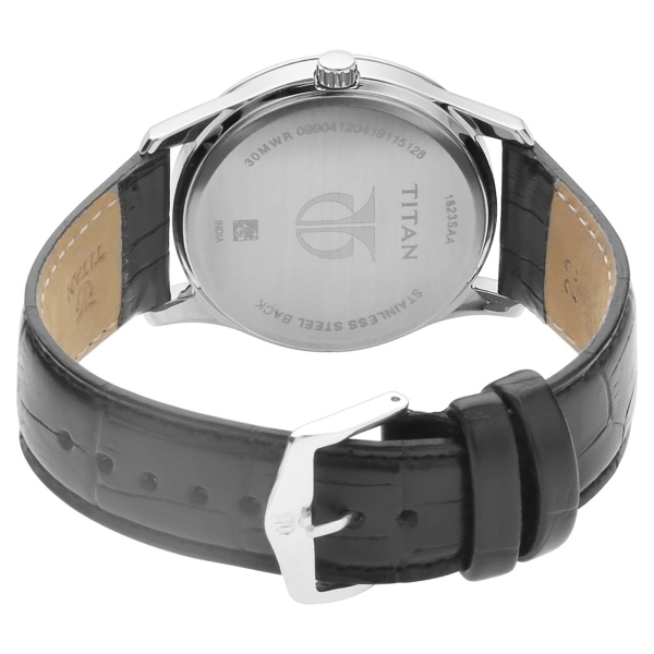 Titan Blue Dial Analog with Date Leather Strap watch for Men 1823SL01 - Image 4