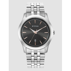 Titan Quartz Analog Anthracite Dial Stainless Steel Strap Watch for Men