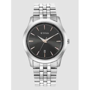 Titan Quartz Analog Anthracite Dial Stainless Steel Strap Watch for Men