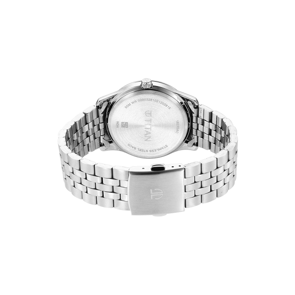 Titan Quartz Analog Anthracite Dial Stainless Steel Strap Watch for Men - Image 5