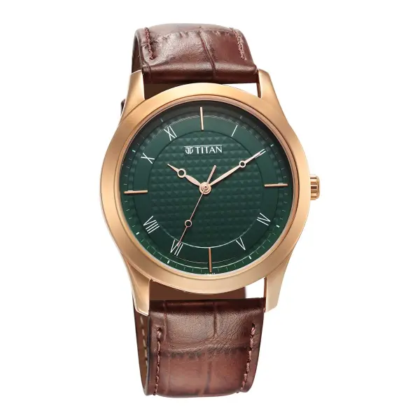 Titan Karishma Green Dial Analog Leather Strap Watch for Men - Image 2