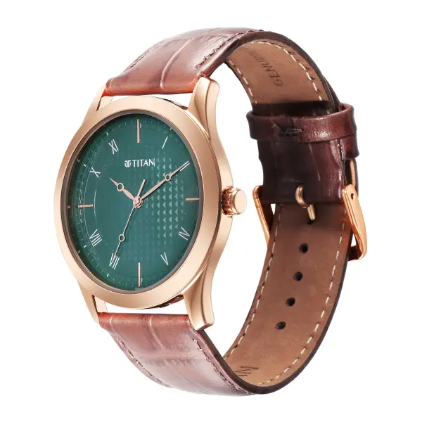 Titan Karishma Green Dial Analog Leather Strap Watch for Men - Image 3