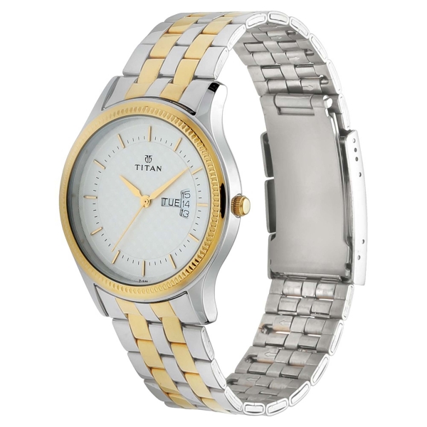 Titan Quartz Analog with Day and Date Silver Dial Stainless Steel Strap Watch for Men - Image 2