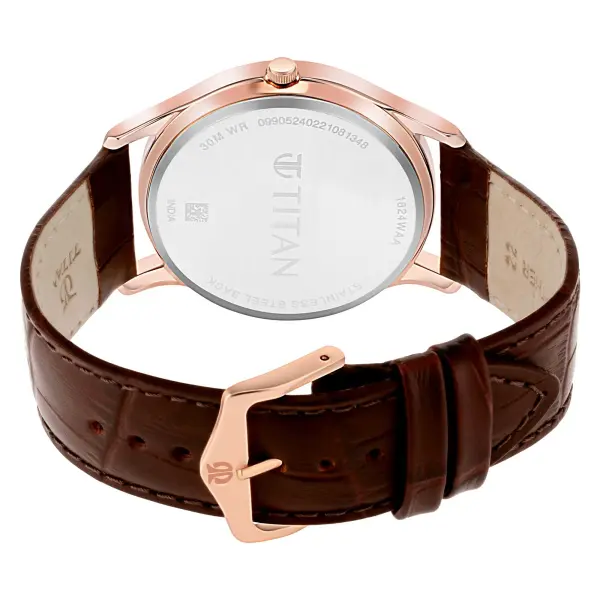Titan Analog Day and Date White Dial Leather Strap watch for Men - Image 4