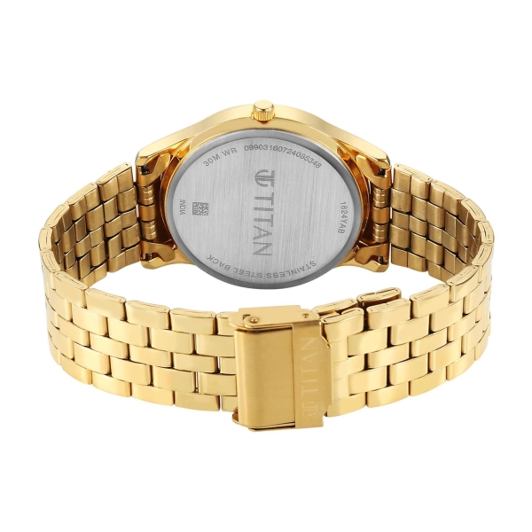 Titan Karishma Golden Dial Stainless Steel Strap Analog Watch For Men - Image 4