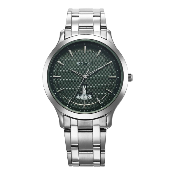 Titan Karishma Quartz Analog Green Dial Stainless Steel Strap Watch for Men - Image 2