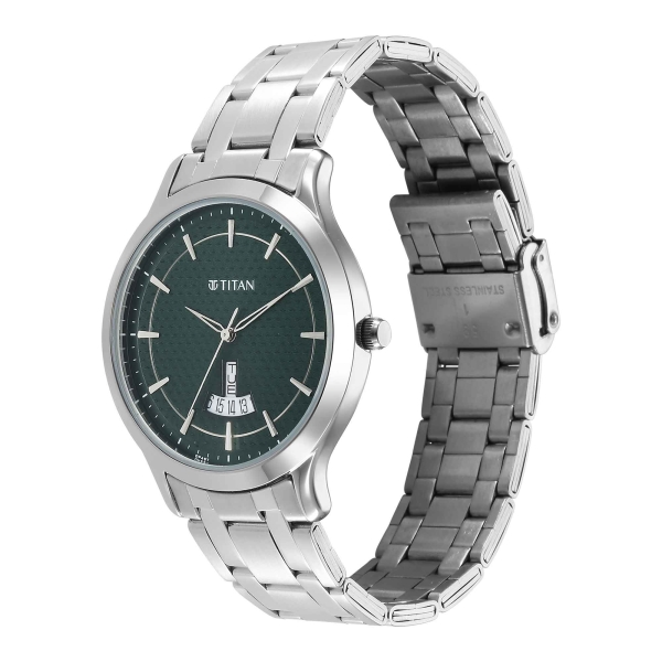 Titan Karishma Quartz Analog Green Dial Stainless Steel Strap Watch for Men - Image 4