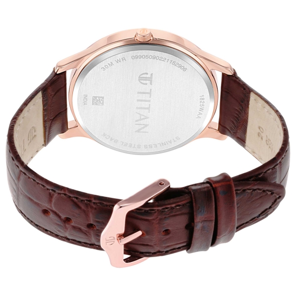 Titan Rose Gold Dial Analog with Date Leather Strap watch for Men - Image 4