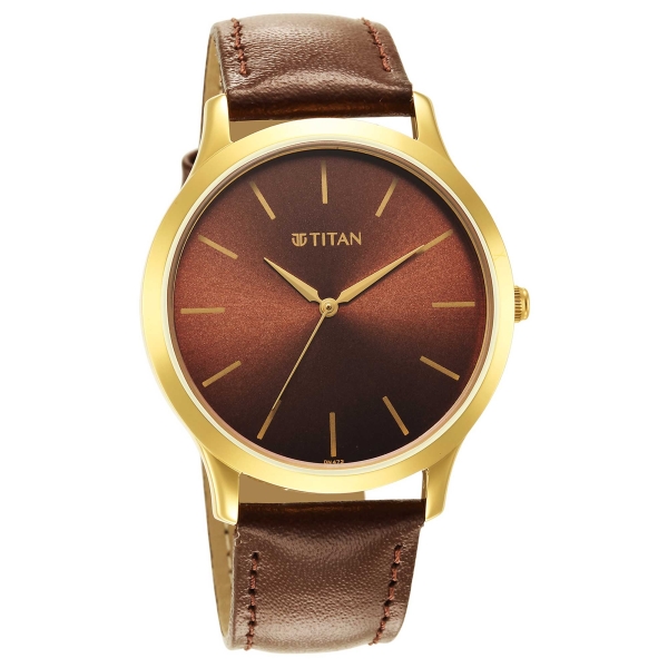 Titan Karishma Radiance Brown Dial Analog Leather Strap watch for Men - Image 2