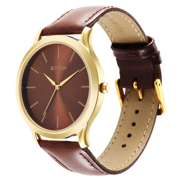 Titan Karishma Radiance Brown Dial Analog Leather Strap watch for Men - Image 3
