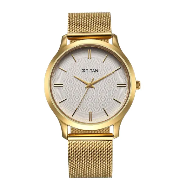 Titan Karishma Quartz Analog White Dial Stainless Steel Strap Watch for Men - Image 2