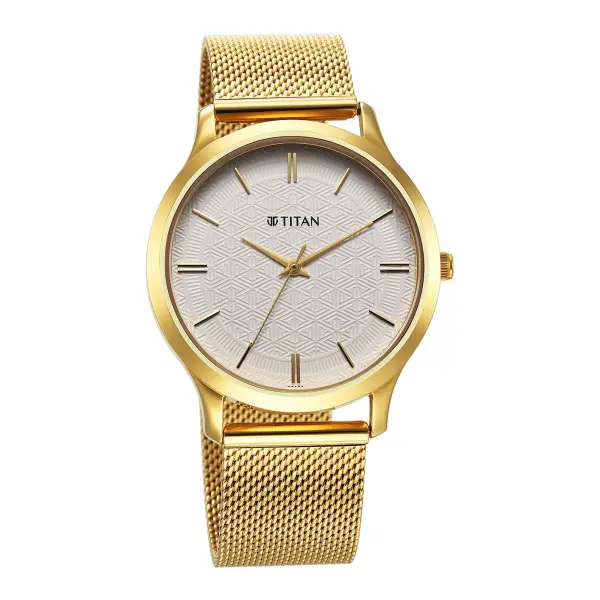 Titan Karishma Quartz Analog White Dial Stainless Steel Strap Watch for Men - Image 3