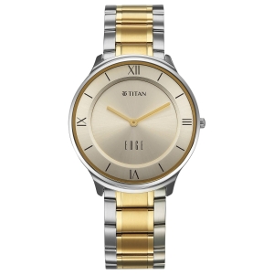 Titan Champagne Dial Two Toned Stainless Steel Strap Analog Watch for Men