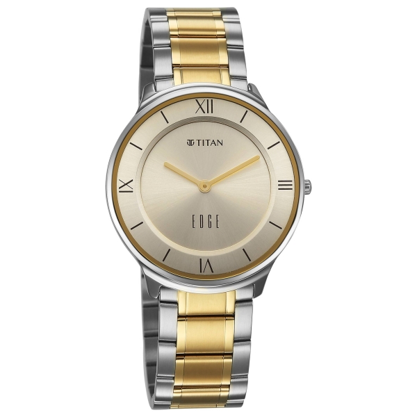 Titan Champagne Dial Two Toned Stainless Steel Strap Analog Watch for Men - Image 2