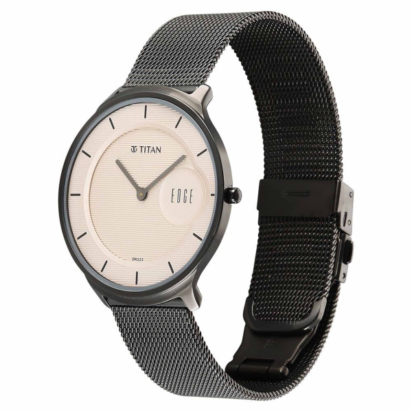 Titan Edge Murals Quartz Analog Pink Dial Grey Stainless Steel Strap Watch For Men - Image 4