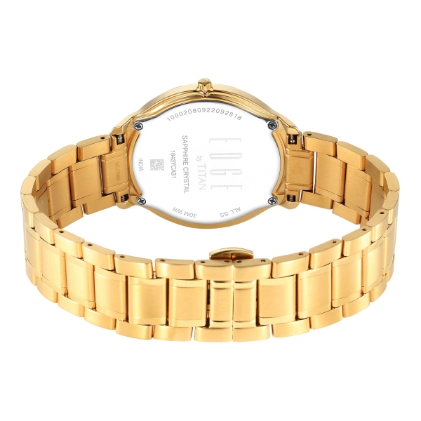Edge Metal Yellow Dial Stainless Steel Strap Watch for Men - Image 5