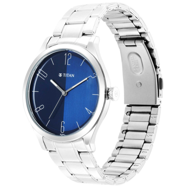 Titan Quartz Analog Blue Dial Stainless Steel Strap Watch for Men - Image 2