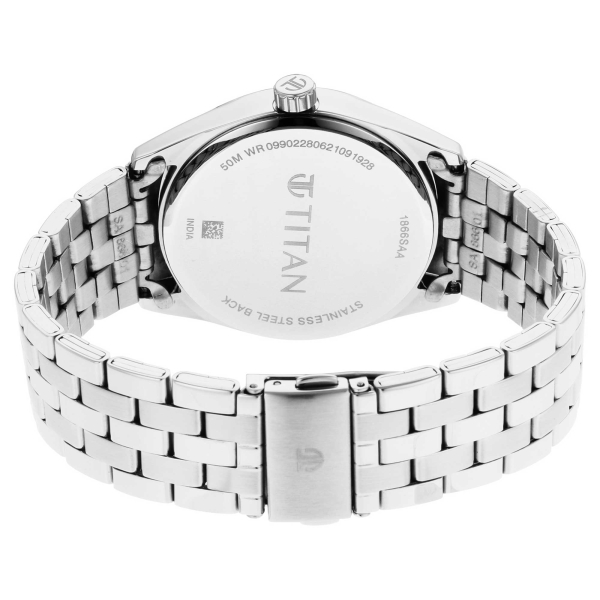 Titan Quartz Analog Black Dial Stainless Steel Strap Watch for Men - Image 4