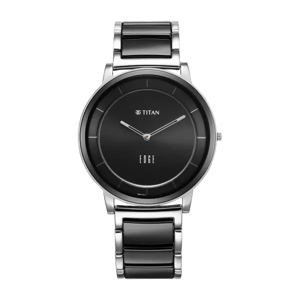 Titan Edge Fusion Quartz Analog Black Dial Two Toned Steel & Ceramic Strap Watch for Men - Image 2