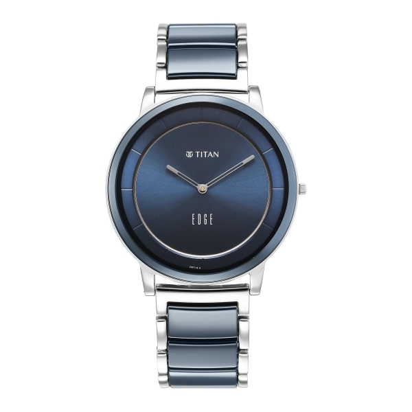 Titan Edge Fusion Quartz Analog Blue Dial Blue Steel & Ceramic Strap Watch for Men - Image 2