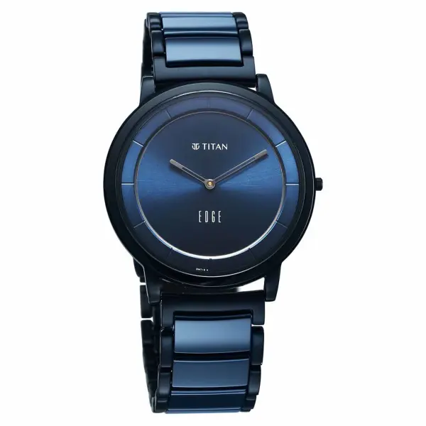 Titan Edge Melange Slim Steel & Ceramic Strap Blue Dial Analog Watch For Men - Image 2