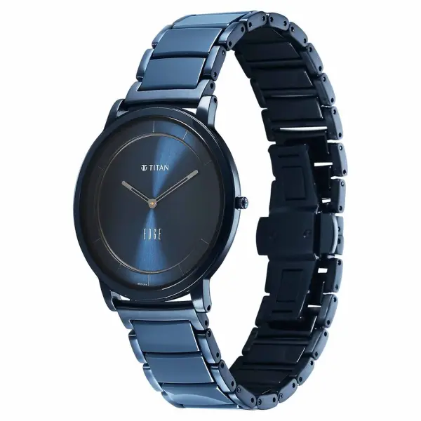 Titan Edge Melange Slim Steel & Ceramic Strap Blue Dial Analog Watch For Men - Image 3