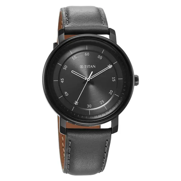Titan Workwear Quartz Analog Anthracite Dial Leather Strap Watch for Men - Image 2