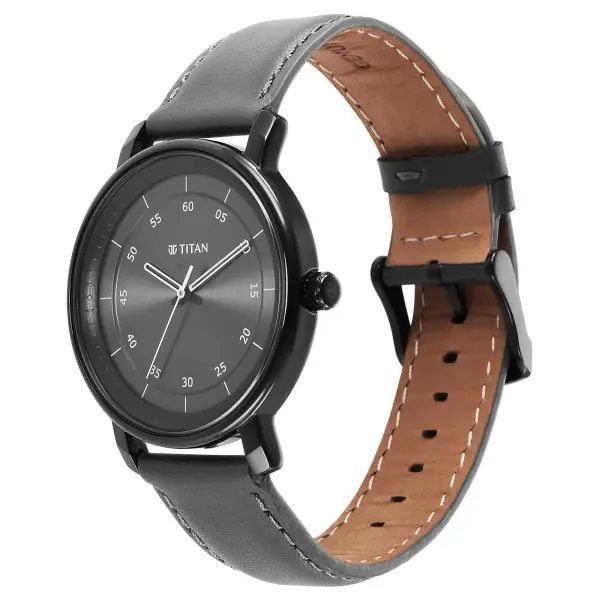 Titan Workwear Quartz Analog Anthracite Dial Leather Strap Watch for Men - Image 3