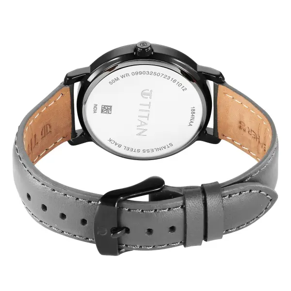 Titan Workwear Quartz Analog Anthracite Dial Leather Strap Watch for Men - Image 5