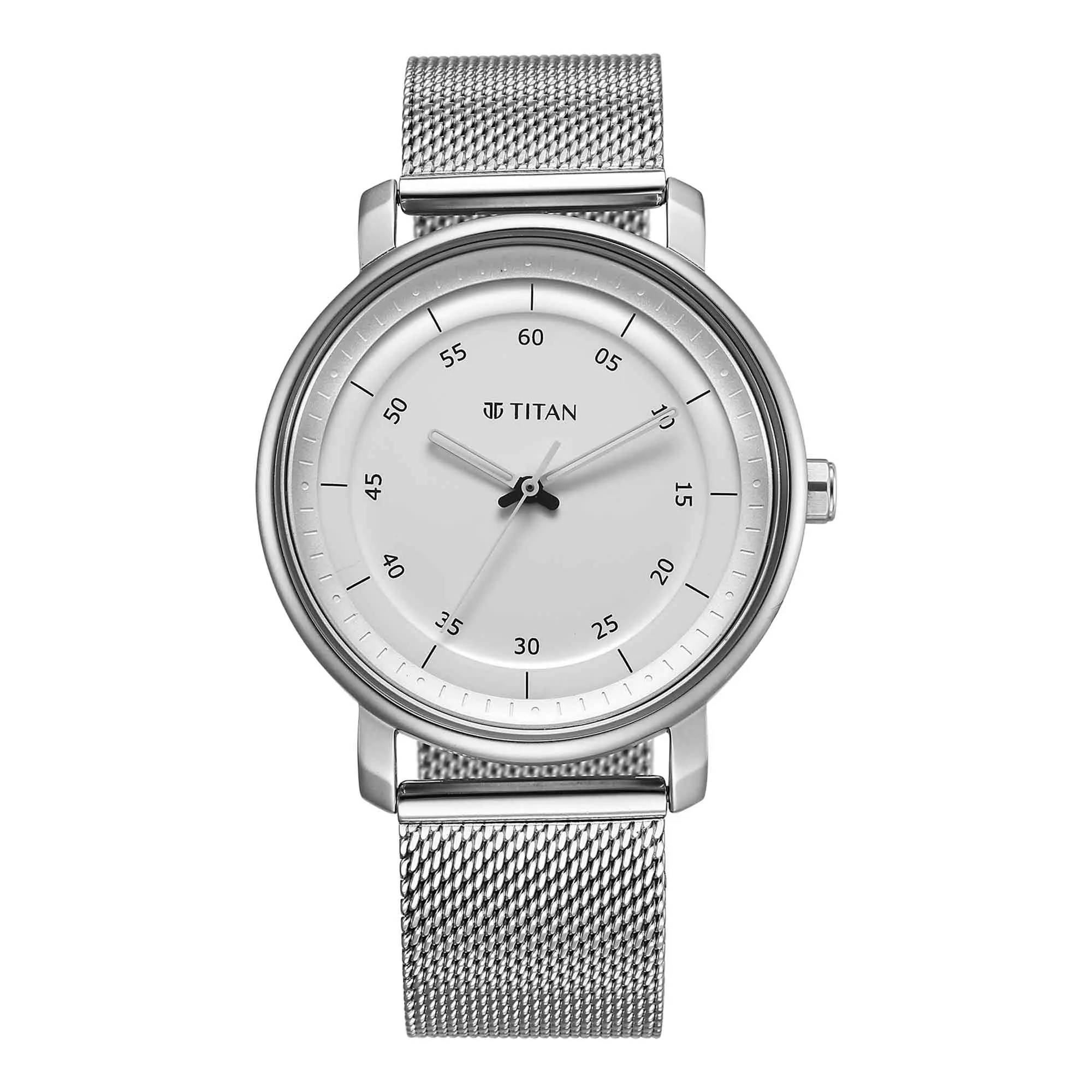 Titan Workwear Quartz Analog Silver Dial Stainless Steel Strap Watch for Men